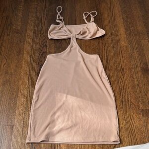 Chic Tan Cutout Dress